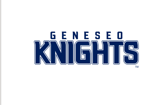 GENESEO KNIGHTS stacked wordmark, navy with light blue outline variant, cell 137