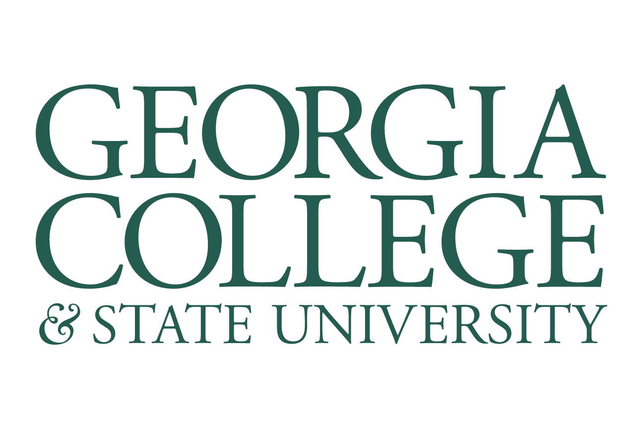Georgia College & State University wordmark, stacked, green variant, cell 13