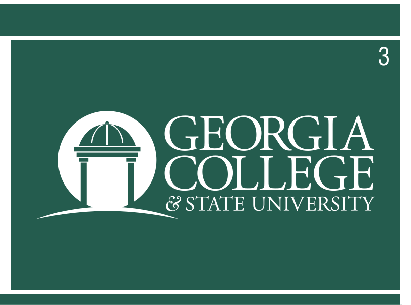 Georgia College & State University logo, horizontal, white on green variant, cell 3