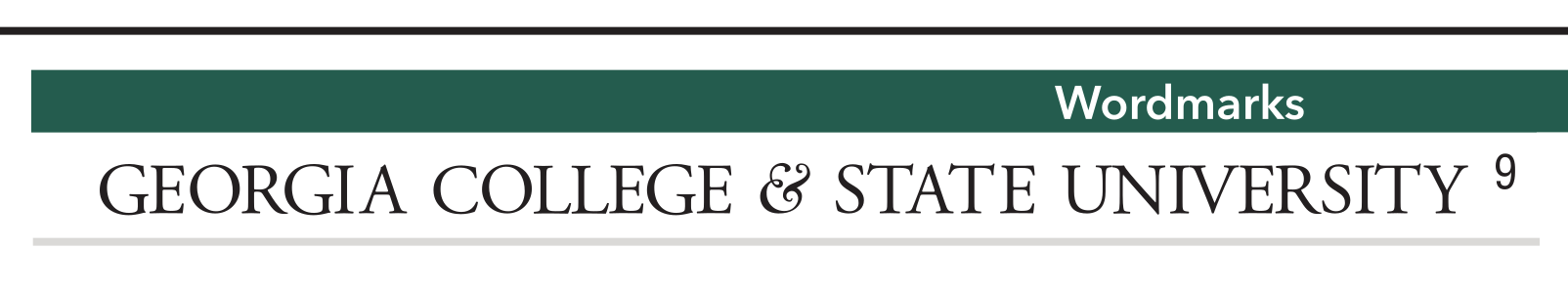 Georgia College & State University wordmark, horizontal, black variant, cell 9