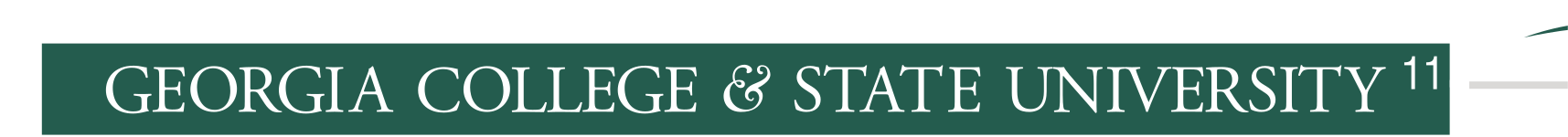 Georgia College & State University wordmark, horizontal, white on green variant, cell 11