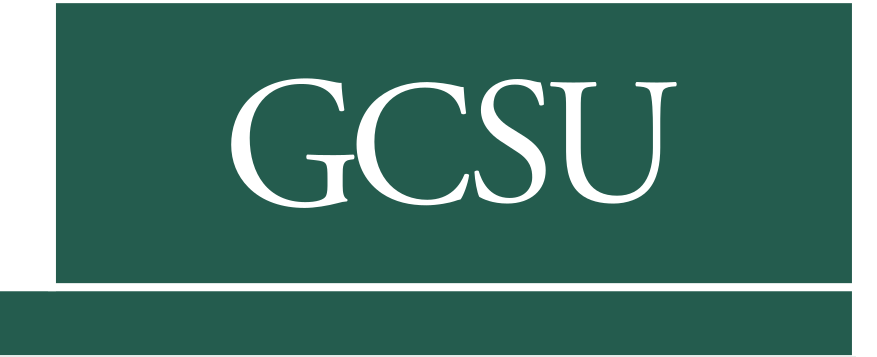GCSU wordmark, white on green variant, cell 20