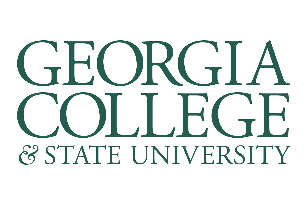Georgia College & State University wordmark, stacked, green variant, cell 13