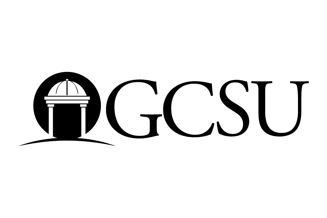 GCSU wordmark with pergola, horizontal, black variant, cell 16