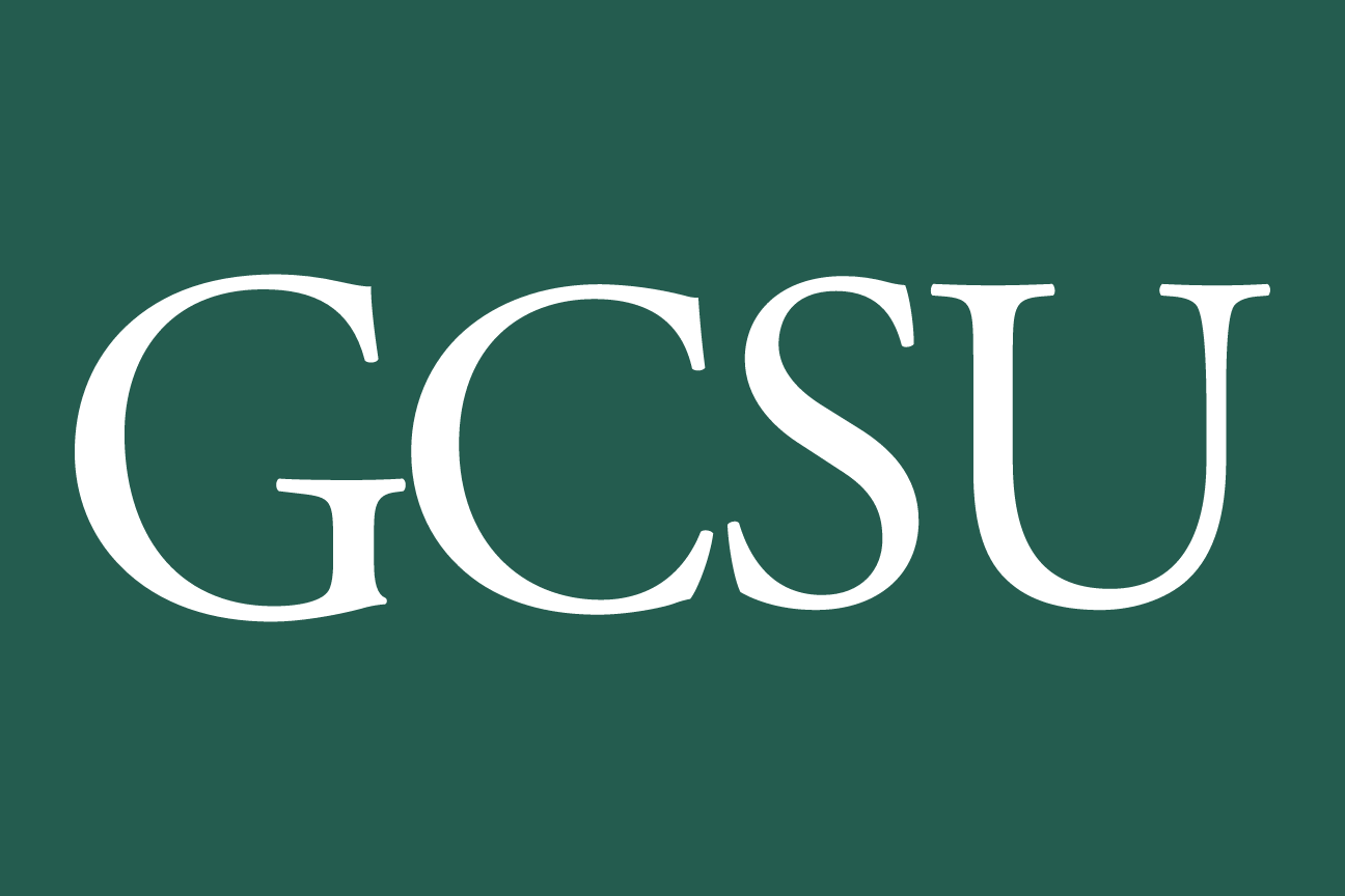 GCSU wordmark, white on green variant, cell 20