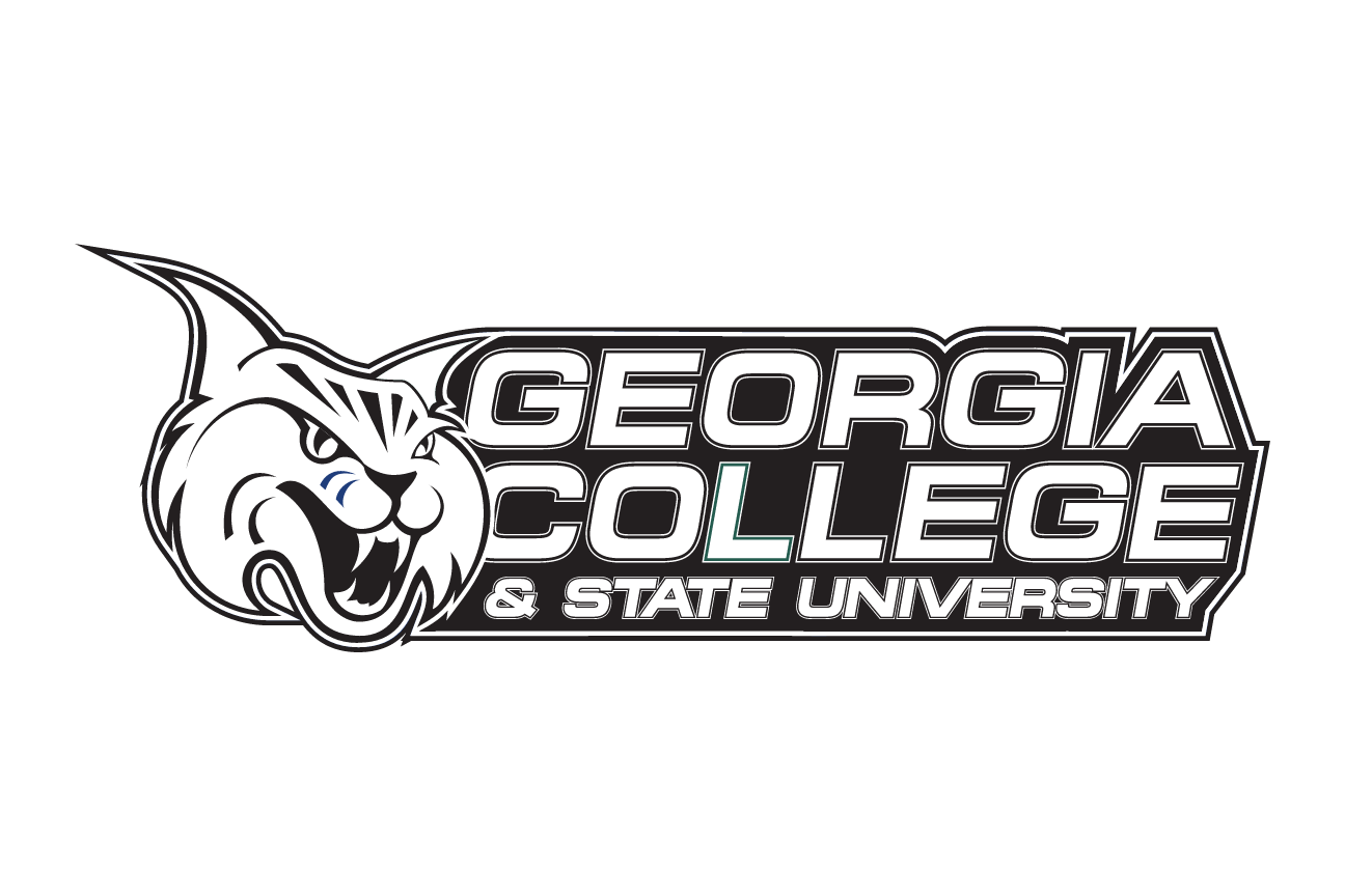 mascot head with full wordmark, black and white variant, cell 24