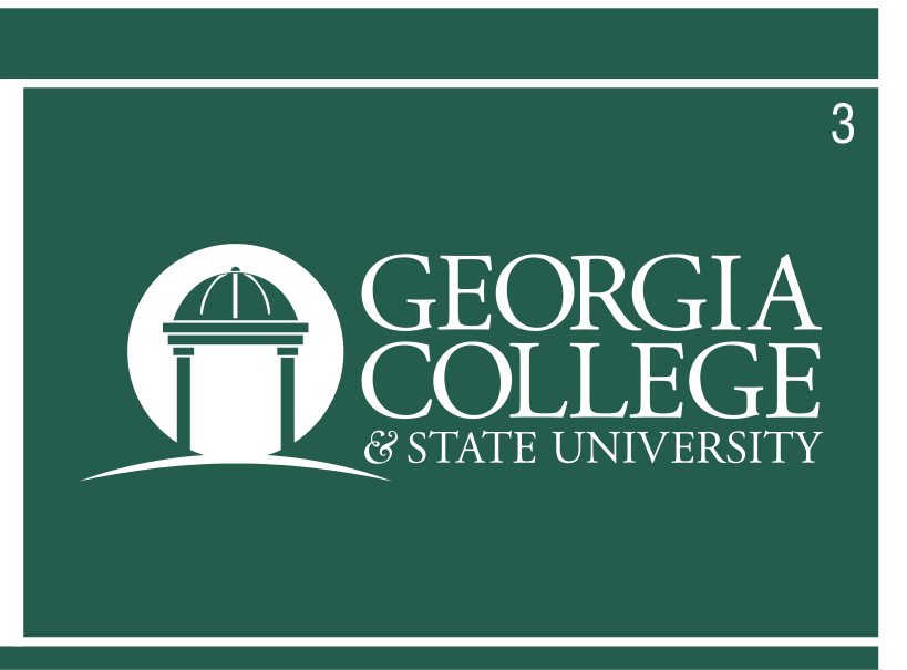Georgia College & State University logo, horizontal, white on green variant, cell 3