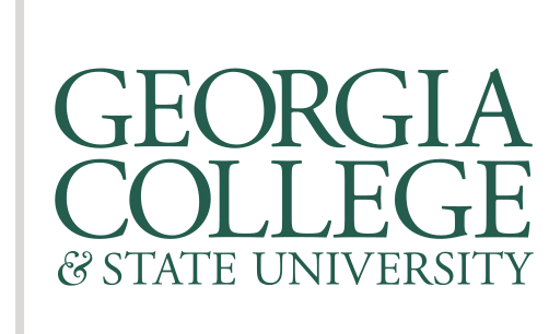 Georgia College & State University wordmark, stacked, green variant, cell 13