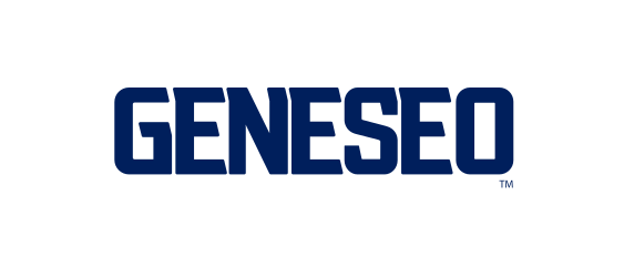 Geneseo wordmark, navy with white, grey and black outline variant, cell 126