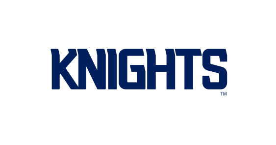 Knights wordmark, navy with white, grey and black outline variant, cell 134