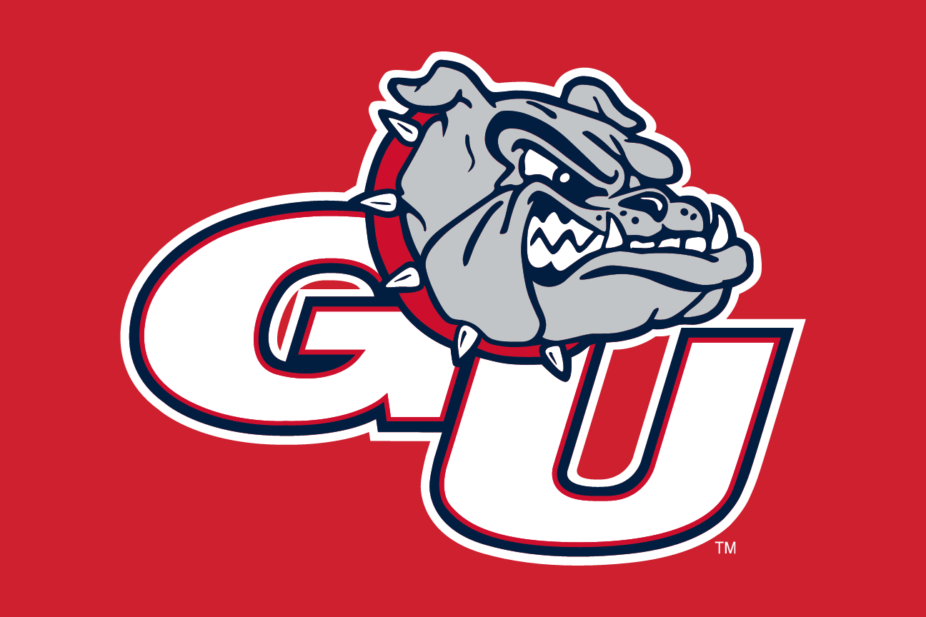 GU secondary athletics mark, full color on red variant, cell 11