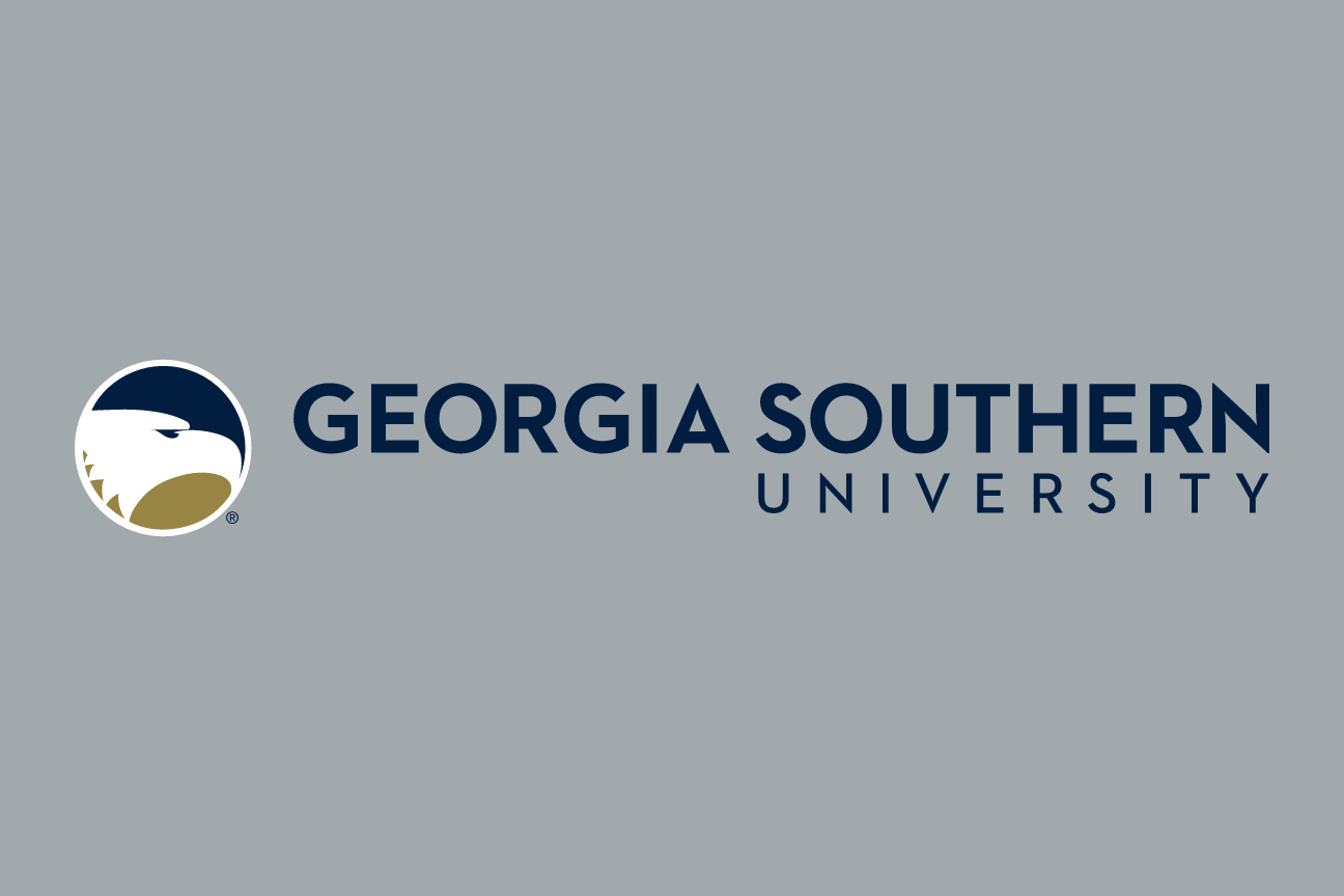 eagle head with university name, horizontal color on gray variant, cell 11