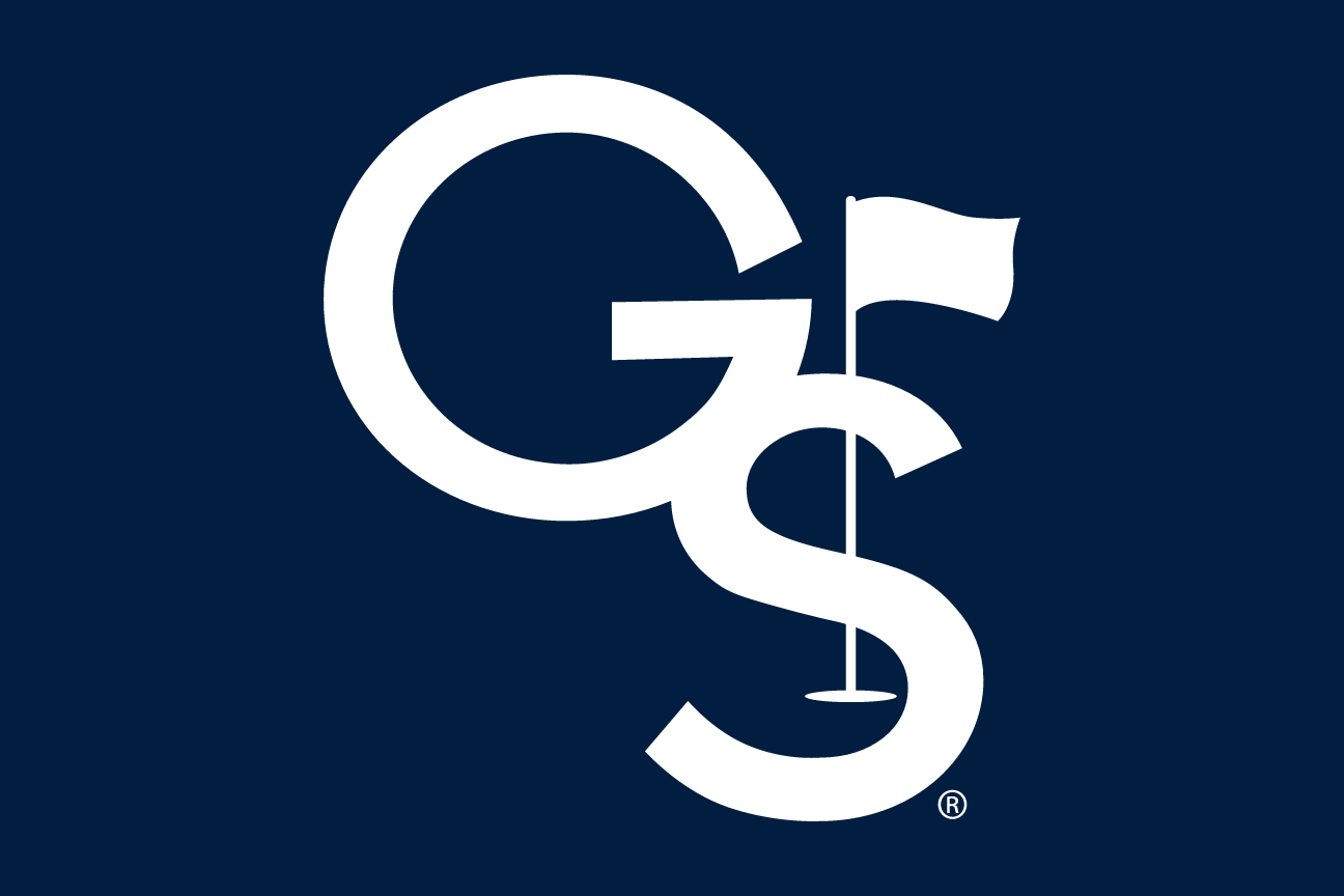 GS lettermark with golf club, white on navy variant, cell 39