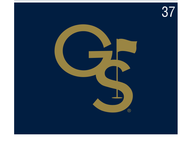 GS lettermark with golf club, gold on navy variant, cell 37