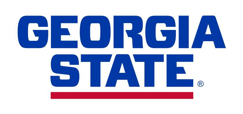 GEORGIA STATE wordmark, blue with red line variant, cell 3