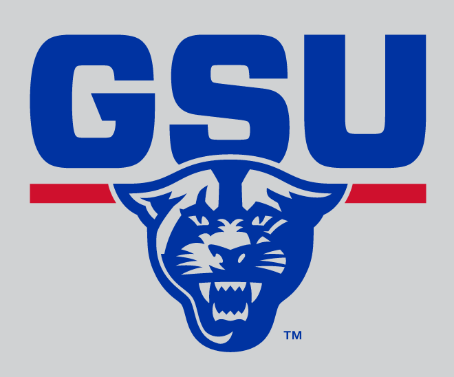 GSU Panther Head Lockup, Blue and Red on Gray variant, cell 21