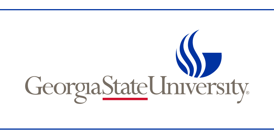 Georgia State University Secondary Mark Stacked Flame, full color variant, cell 25