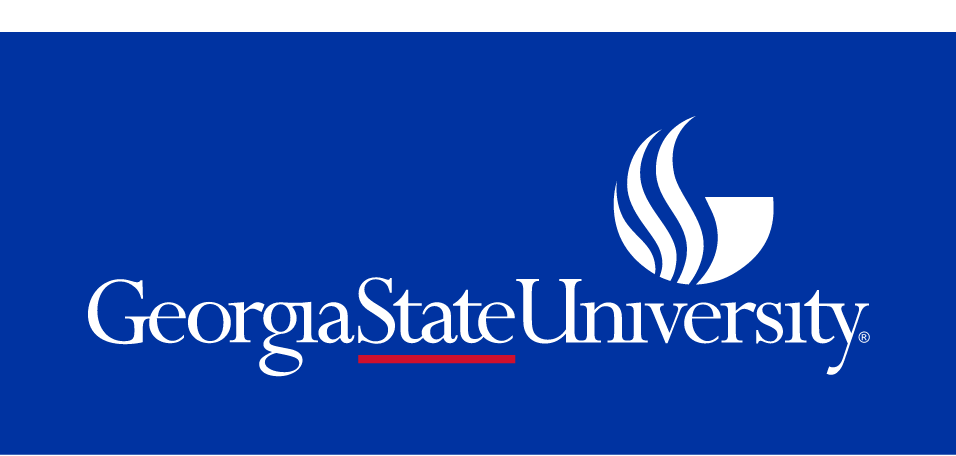 Georgia State University Secondary Mark Stacked Flame, reverse full color variant, cell 26