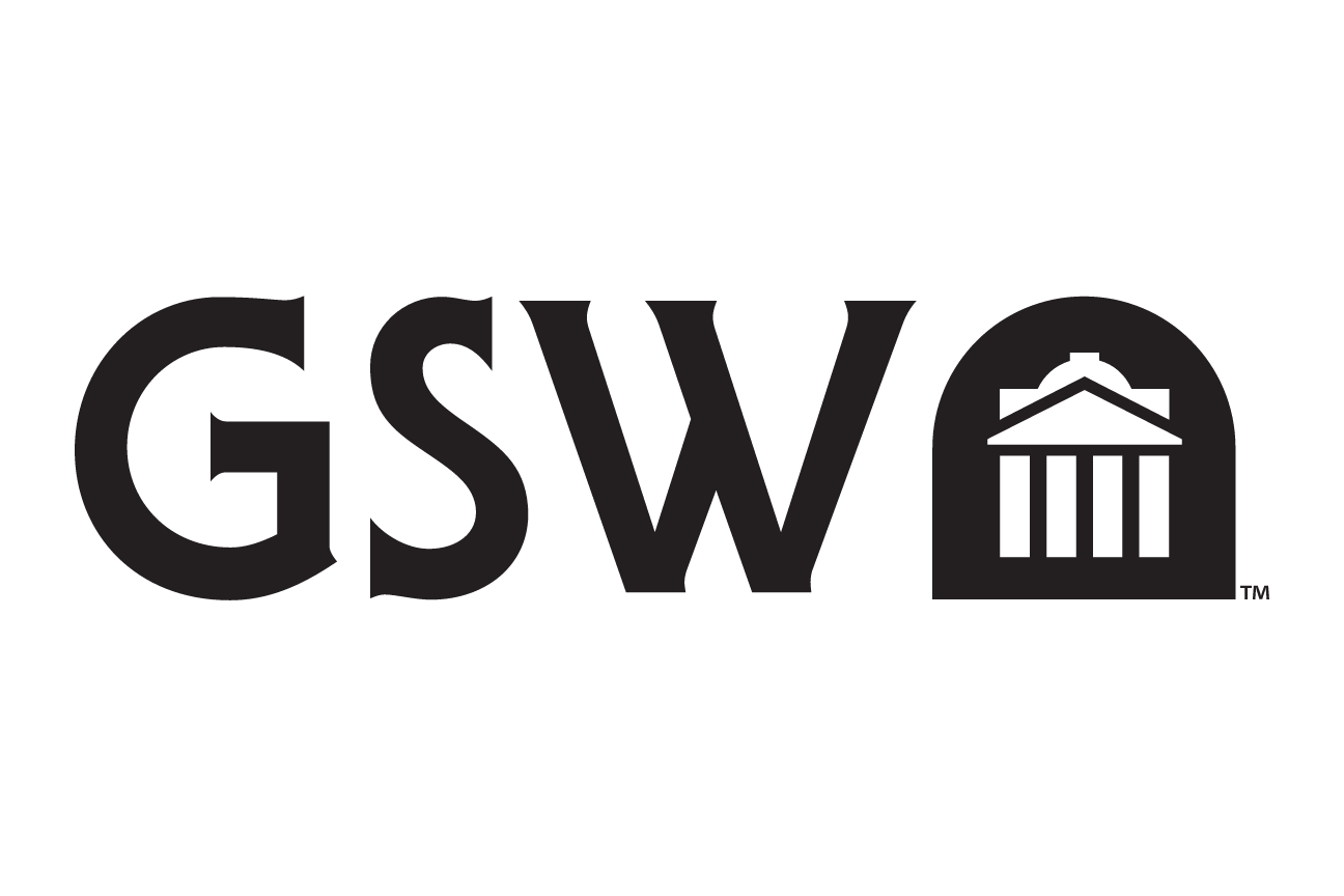 GSW secondary logo, black on white variant, cell 18