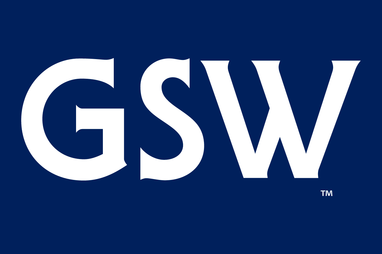 GSW wordmark, white on blue variant, cell 20