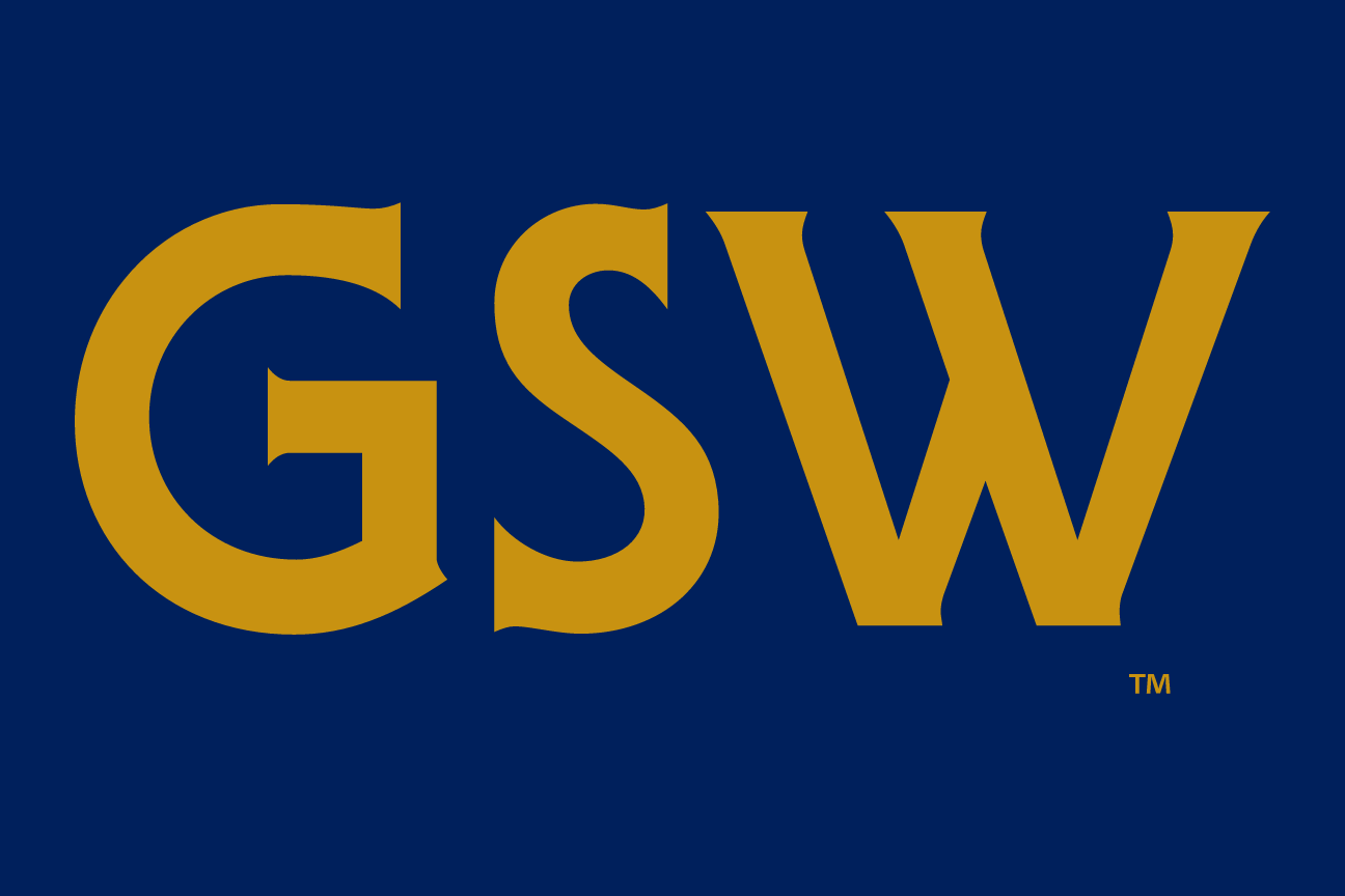 GSW wordmark, gold on blue variant, cell 22