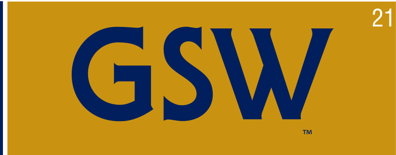 GSW wordmark, blue on gold variant, cell 21