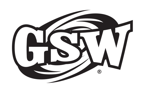 GSW lettermark with hurricane icon, black and white variant, cell 50