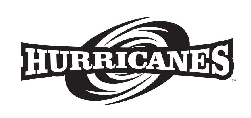 Hurricanes wordmark with hurricane icon, black and white variant, cell 54