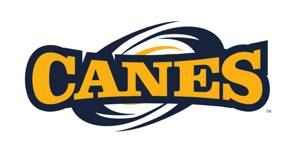 Canes wordmark with hurricane icon, full color variant, cell 56