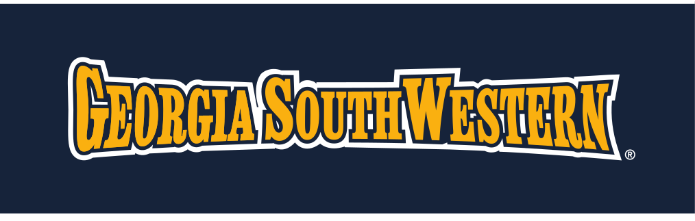 Georgia Southwestern wordmark, yellow/navy on navy variant, cell 65