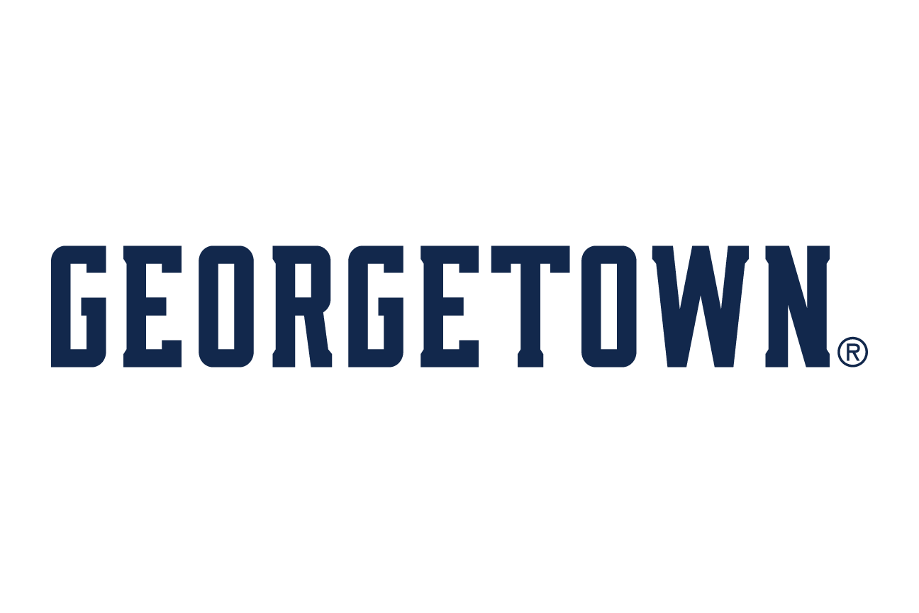 GEORGETOWN wordmark, blue with gray outline variant, cell 10