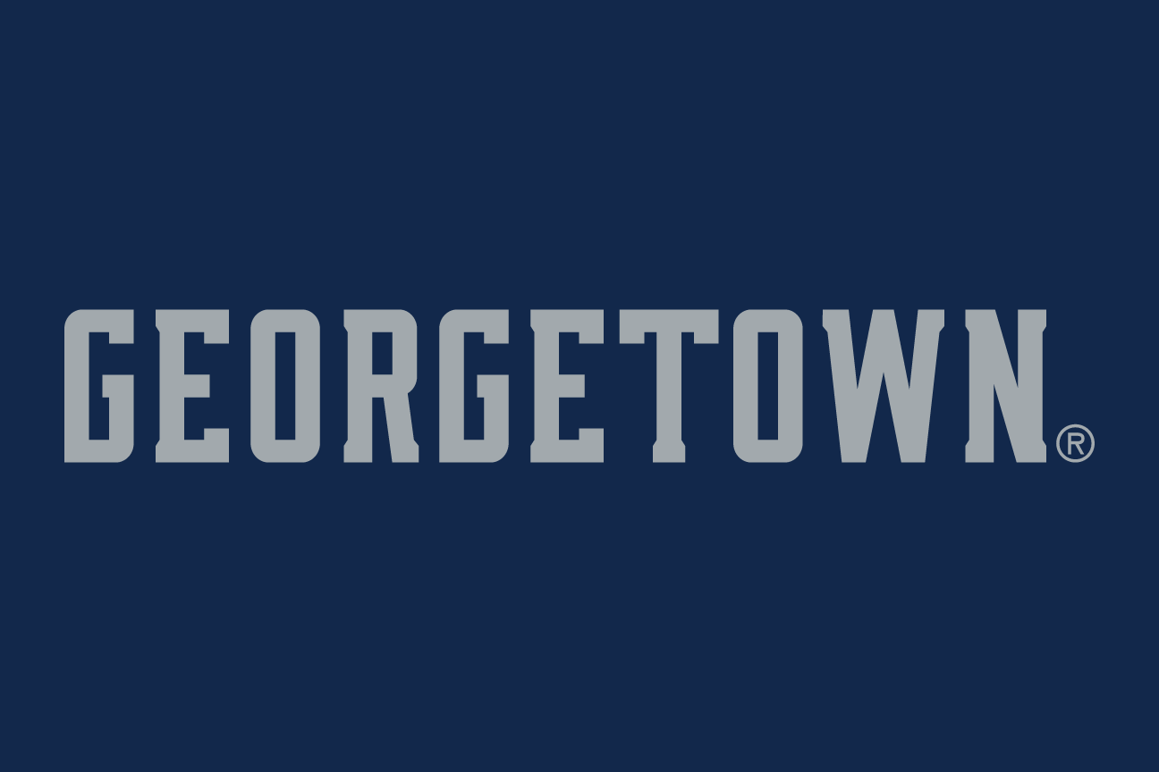 GEORGETOWN wordmark, white with blue outline on blue variant, cell 12