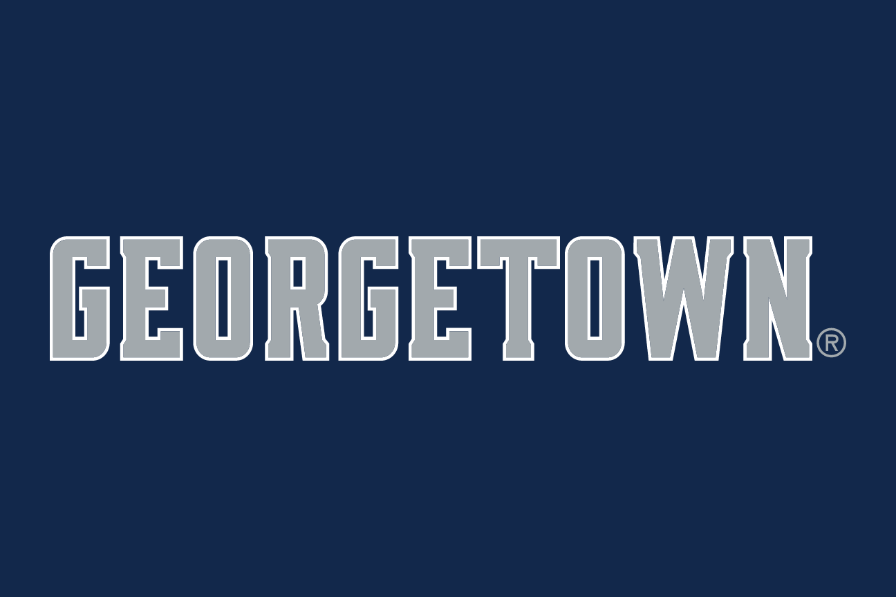 GEORGETOWN wordmark, gray with blue outline on blue variant, cell 13