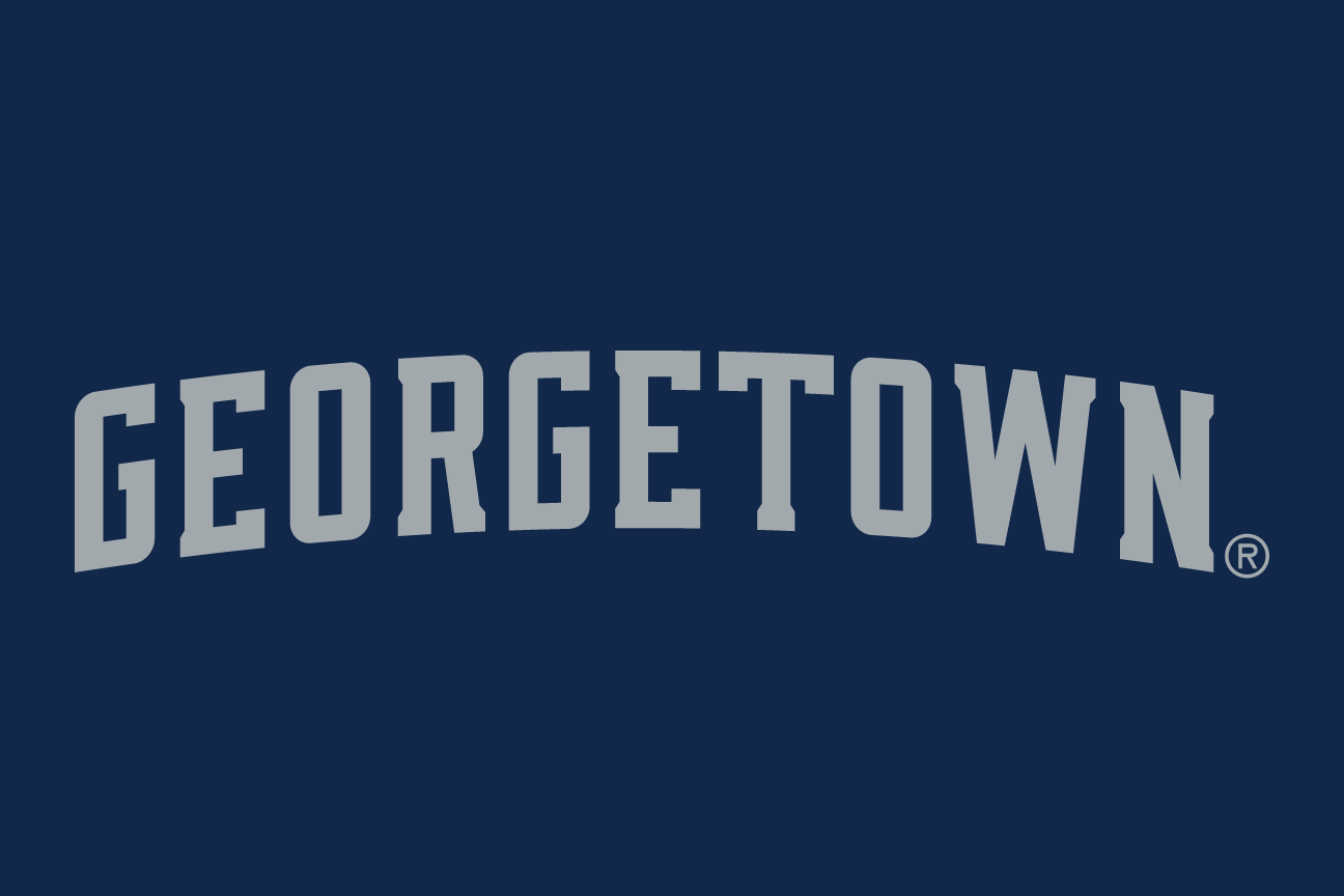 GEORGETOWN wordmark, white with blue outline on blue variant, cell 17