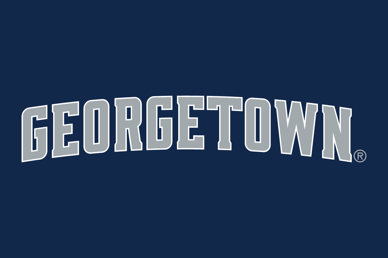 GEORGETOWN wordmark, gray with blue outline on blue variant, cell 18