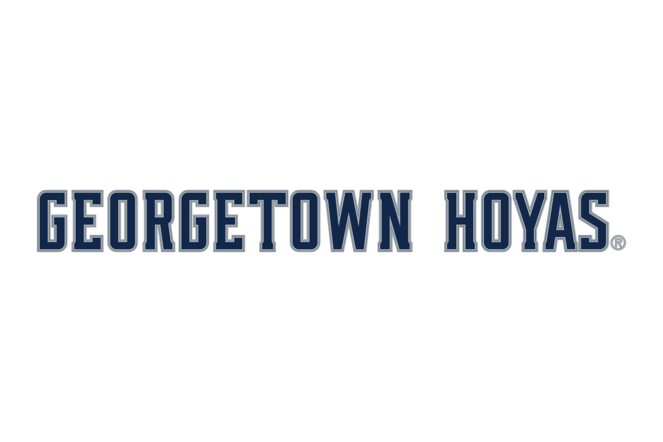GEORGETOWN HOYAS wordmark, blue with white outline variant, cell 29