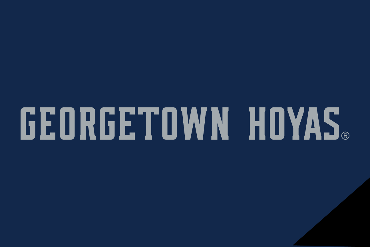 GEORGETOWN HOYAS wordmark, gray with blue outline on blue variant, cell 33