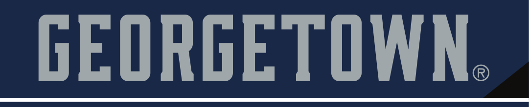 GEORGETOWN wordmark, white with blue outline on blue variant, cell 12