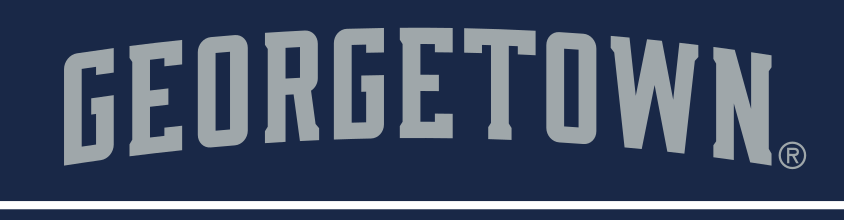 GEORGETOWN wordmark, white with blue outline on blue variant, cell 17