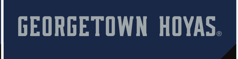 GEORGETOWN HOYAS wordmark, white with blue outline on blue variant, cell 32