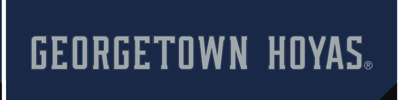 GEORGETOWN HOYAS wordmark, gray with blue outline on blue variant, cell 33