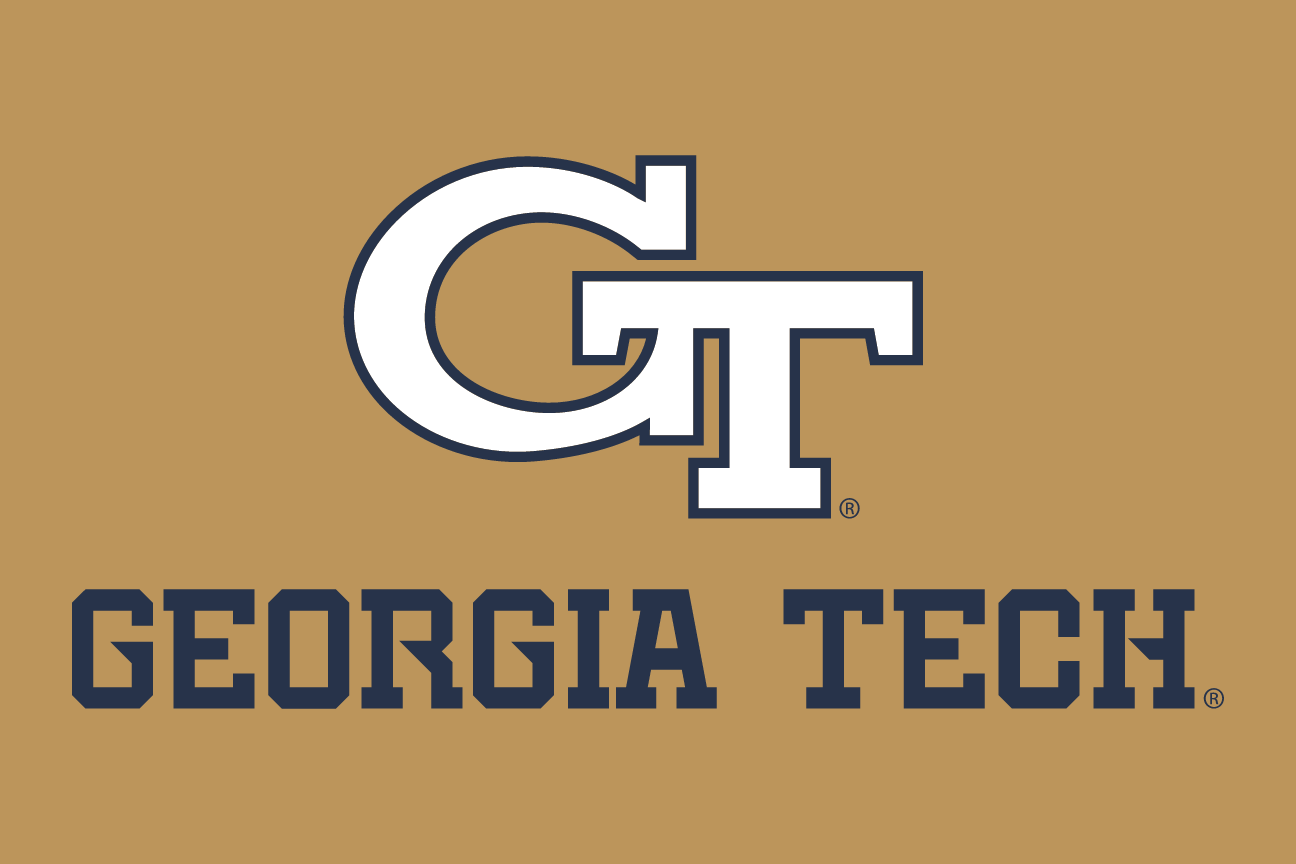 GT logo with Georgia Tech wordmark, white/navy/navy on gold variant, cell 18