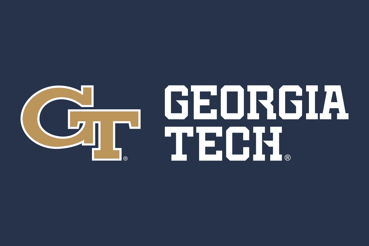 GT logo with Georgia Tech wordmark (horizontal), gold/white/white on navy variant, cell 23