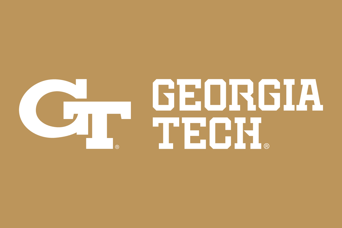 GT logo with Georgia Tech wordmark (horizontal), white/white on gold variant, cell 27