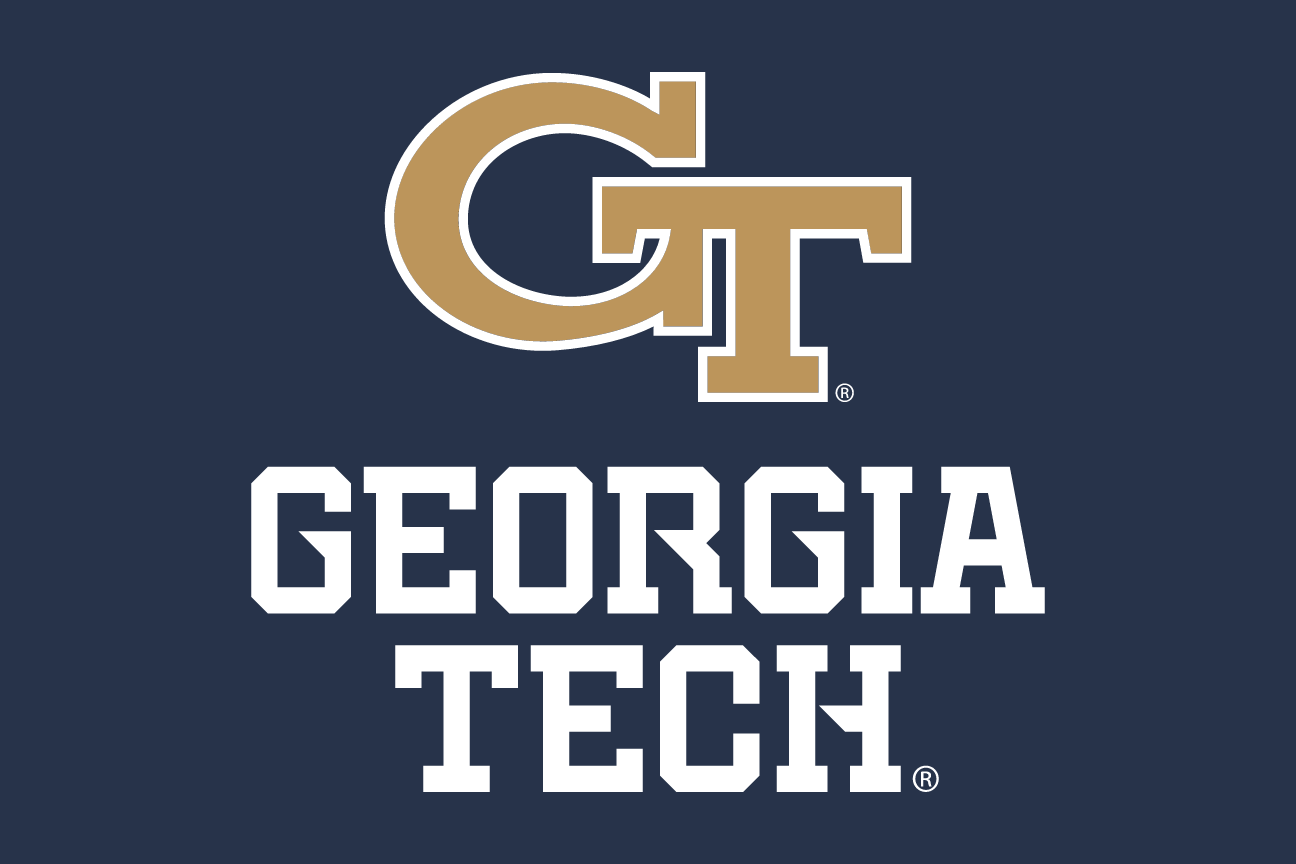 GT logo with Georgia Tech wordmark (stacked), gold/white/white on navy variant, cell 29
