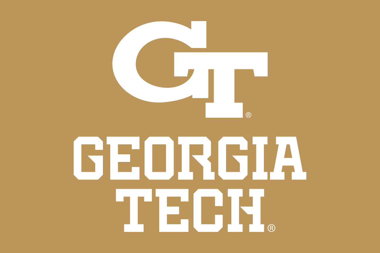 GT logo with Georgia Tech wordmark (stacked), white/white on gold variant, cell 33