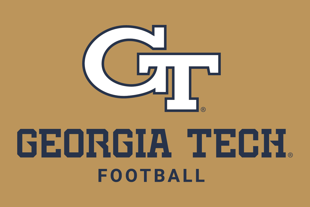 GT logo with Georgia Tech Football wordmark, white/navy/navy on gold variant, cell 37