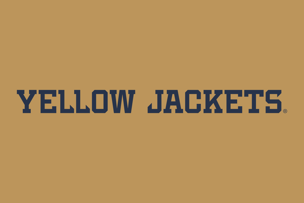 Yellow Jackets wordmark, horizontal, navy on gold variant, cell 60