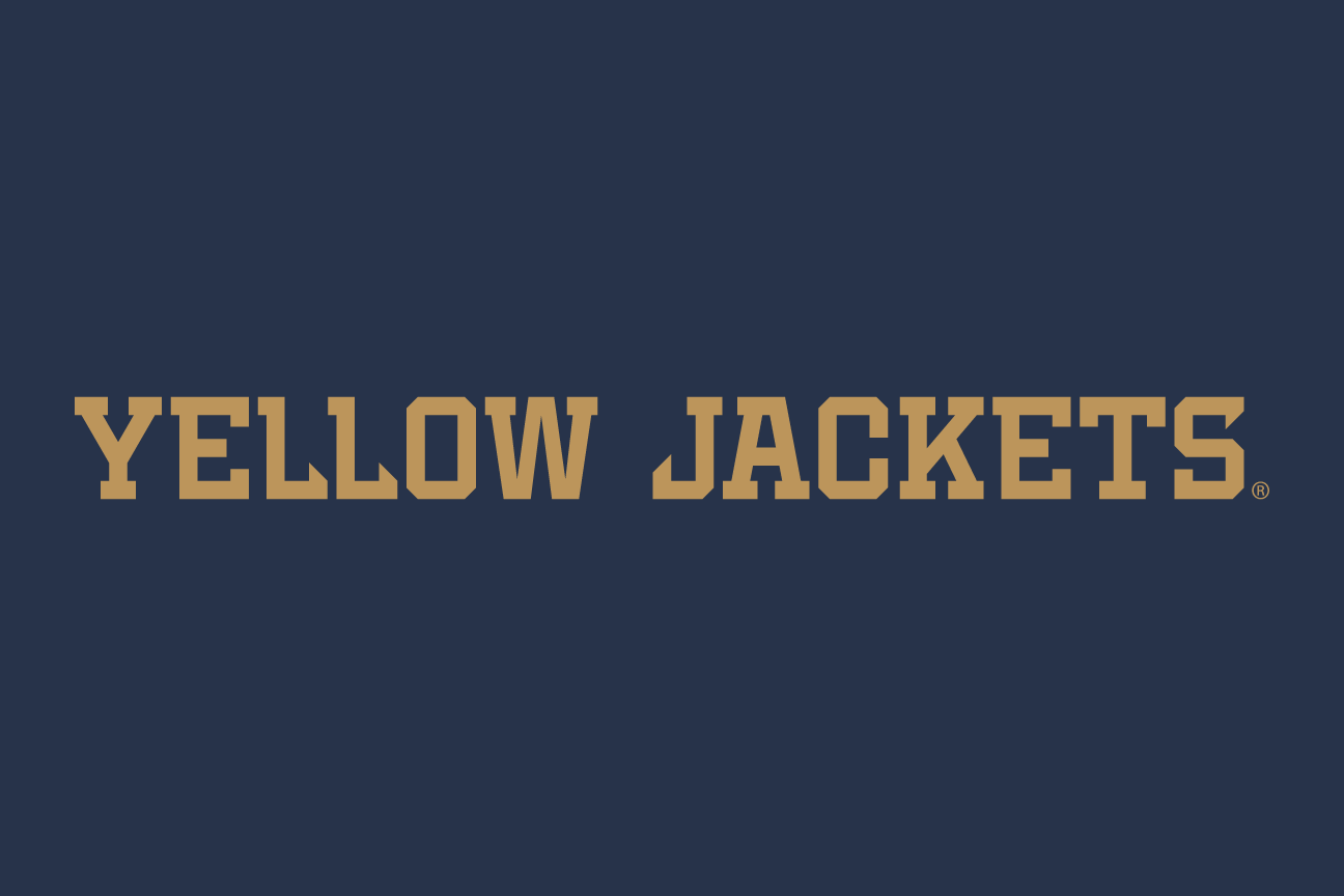 Yellow Jackets wordmark, horizontal, gold on navy variant, cell 62
