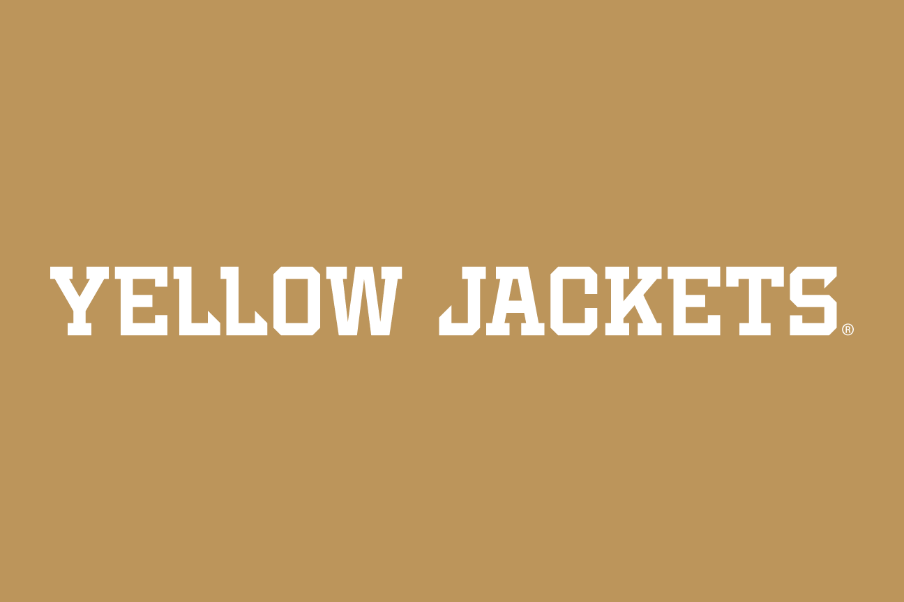 Yellow Jackets wordmark, horizontal, white on gold variant, cell 63